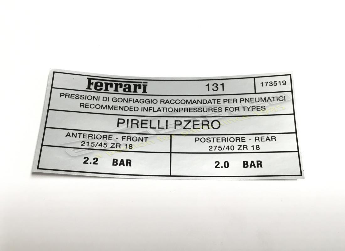 neue ferrari pirelli reifendruckplatte. teilenummer 173519 (1)