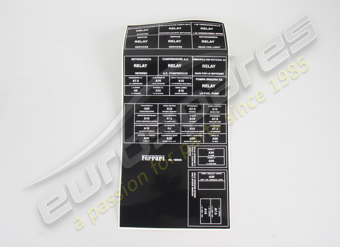 neu ferrari links relais und sicherungen name pla. teilenummer 186646 (1)