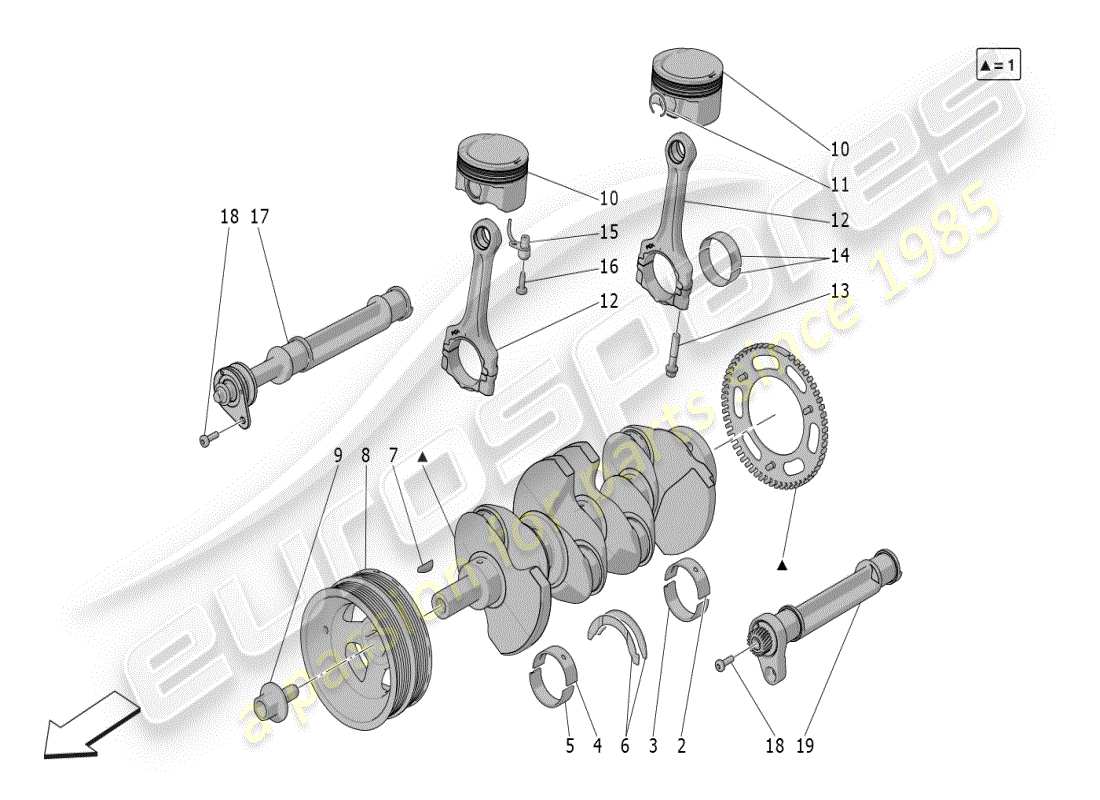 maserati grecale modena (2023) kurbelmechanismus teilediagramm
