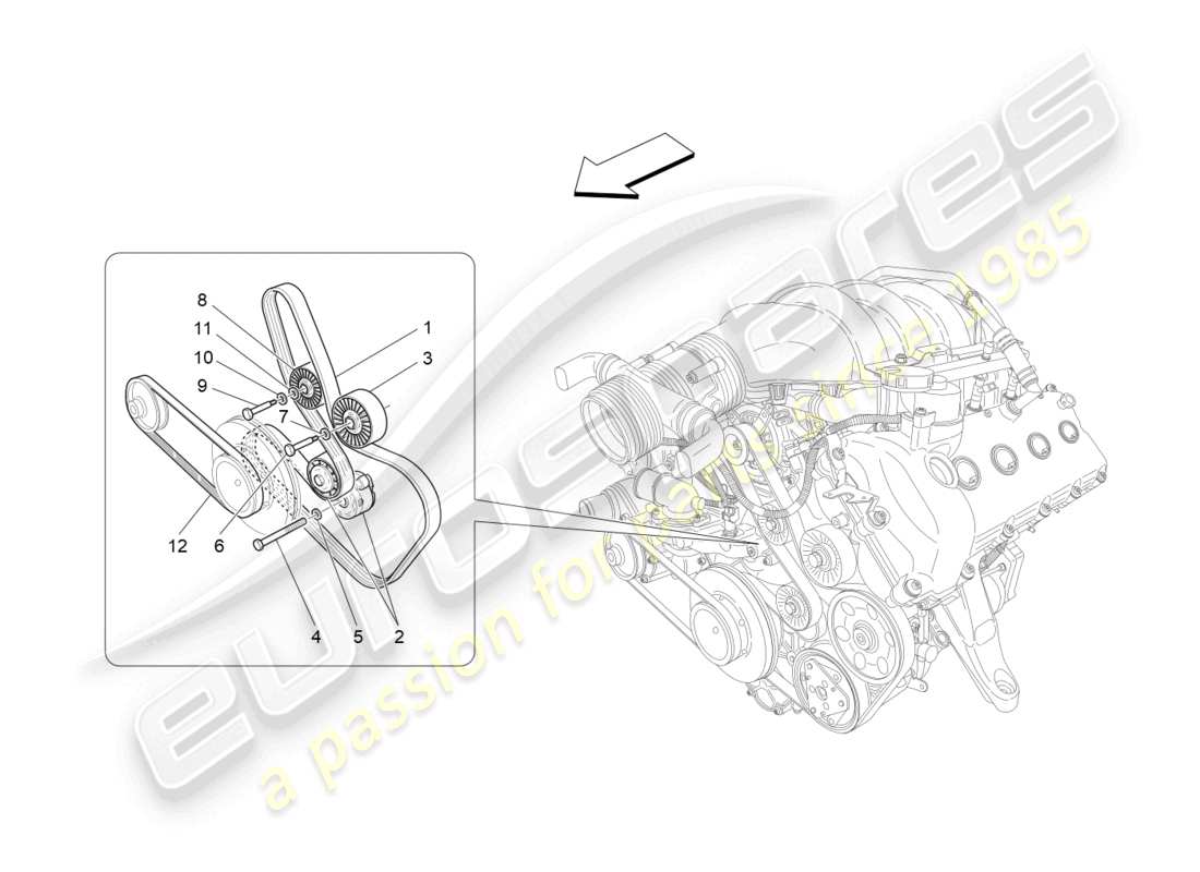 maserati granturismo mc stradale (2011) zusatzgeräteriemen ersatzteildiagramm
