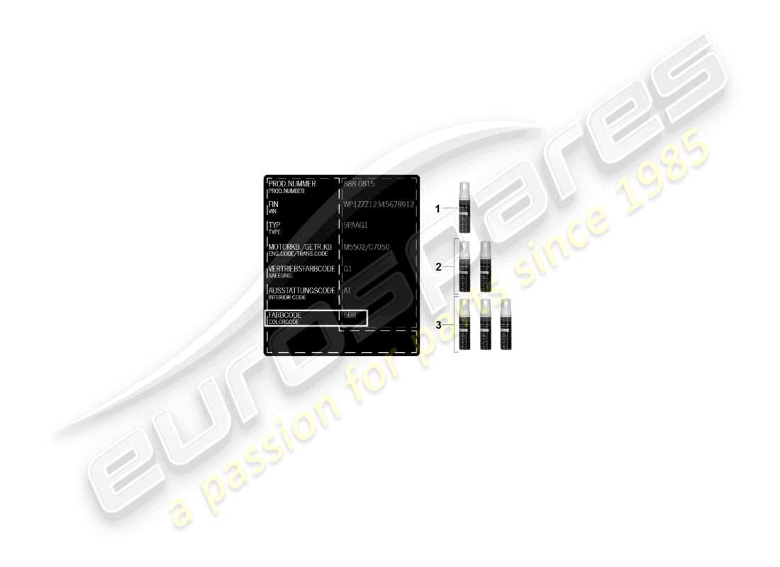 porsche 2023 (992-1 gt3/rs/st) applikator für lackausbesserungen teilediagramm für lacke