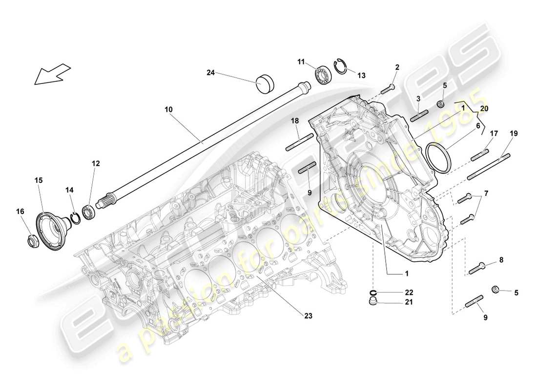 lamborghini lp550-2 coupe (2011) abdeckung für achsdifferential ersatzteildiagramm