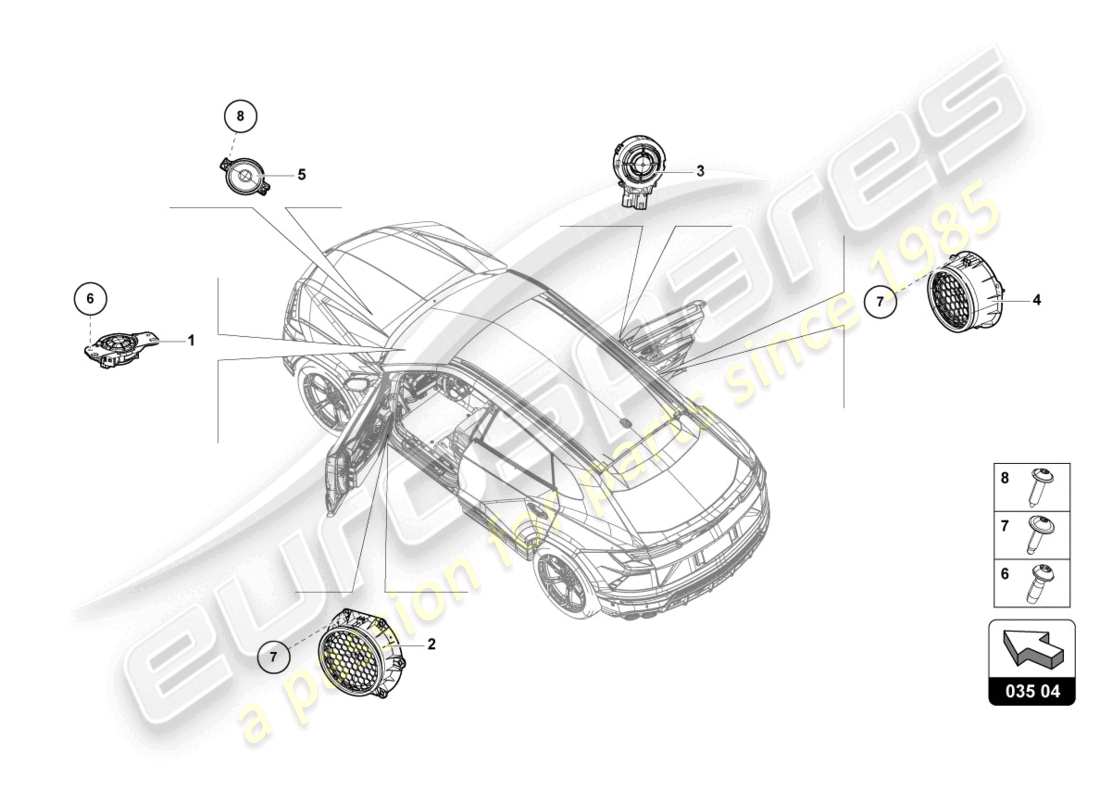 lamborghini urus (2021) elektrische teile für audiosystem teilediagramm
