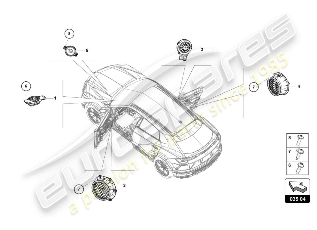 lamborghini urus (2022) elektrische teile für audiosystem teilediagramm