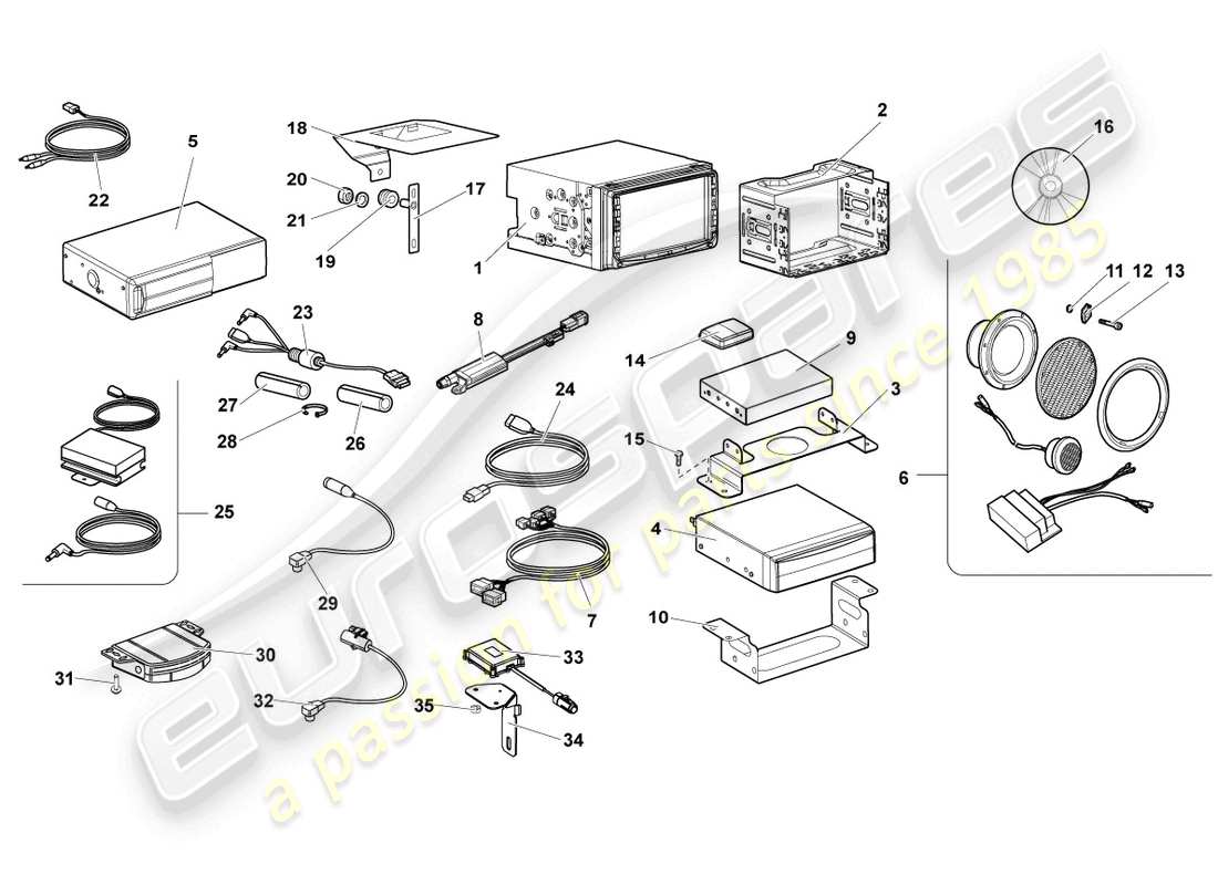 lamborghini lp640 coupe (2007) elektrische teile für audiosystem teilediagramm