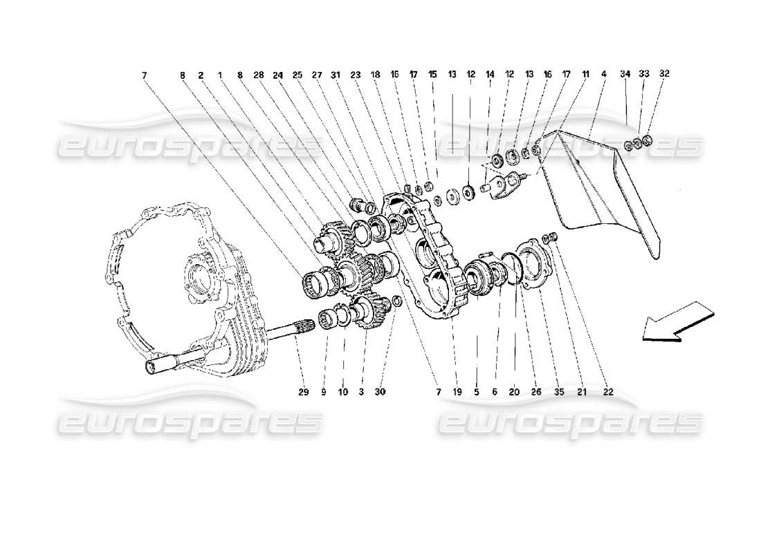 ferrari 512 m getriebeübertragung teilediagramm