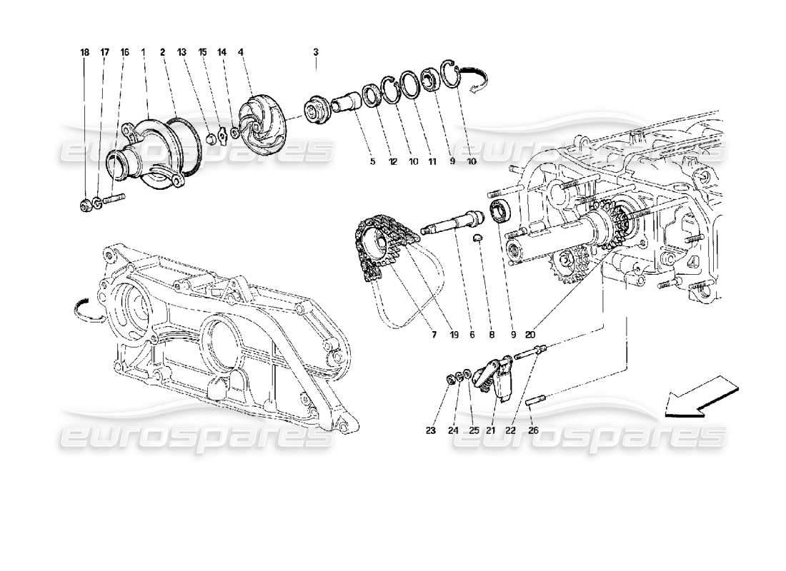 ferrari 512 m wasserpumpe teilediagramm