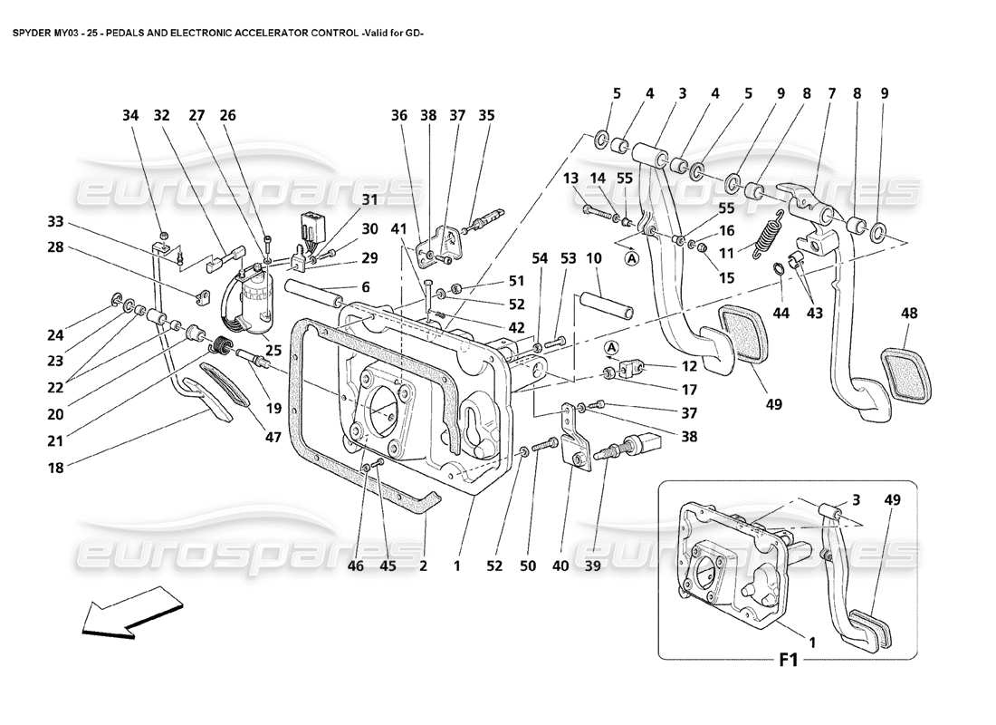 maserati 4200 spyder (2003) pedale und elektronische beschleunigungssteuerung - gültig für gd-teilediagramm