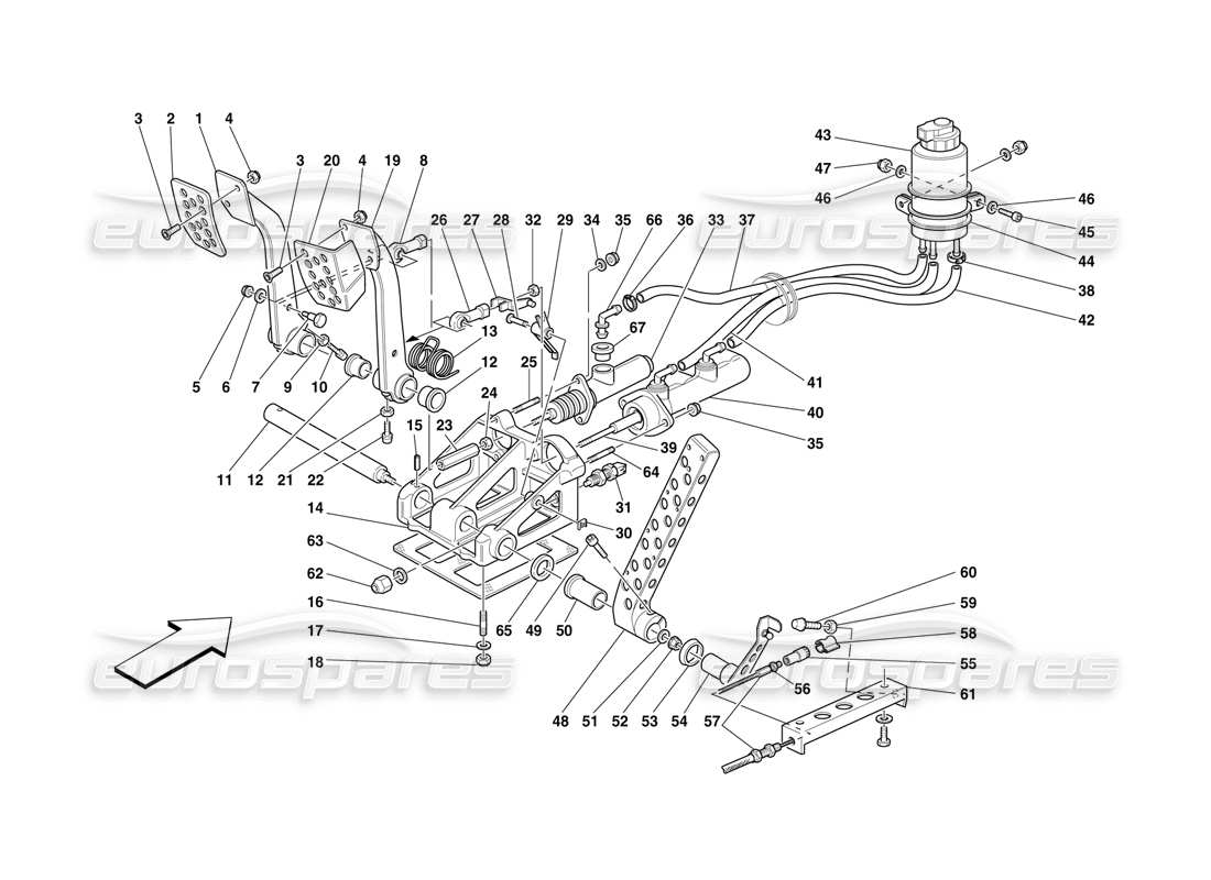 ferrari f50 pedalbaugruppe teilediagramm