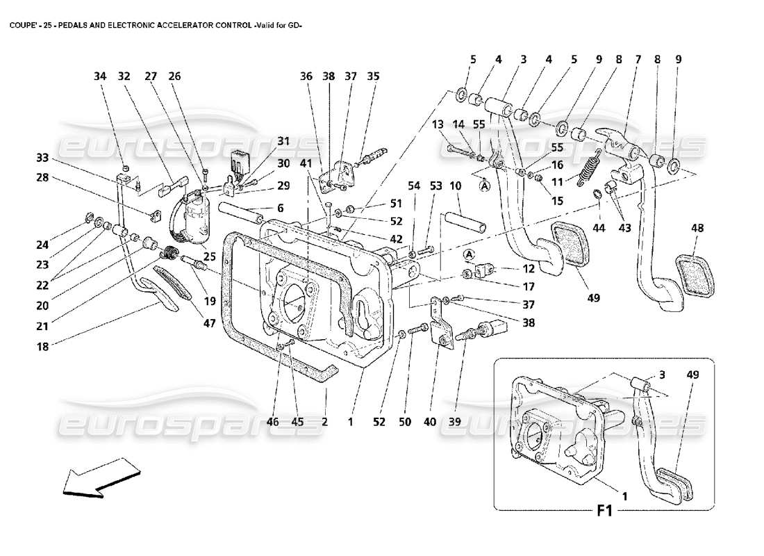 maserati 4200 coupe (2002) pedale und elektronische beschleunigungssteuerung - gültig für gd-teilediagramm