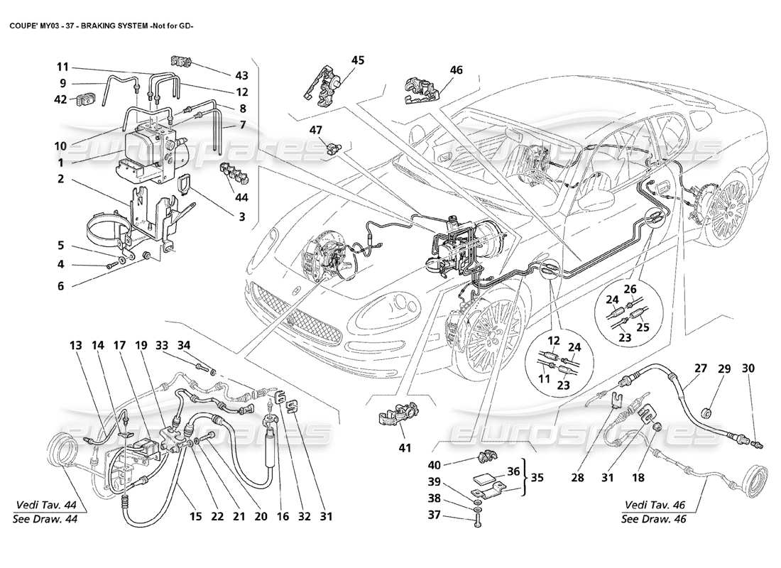 maserati 4200 coupe (2003) bremssystem – nicht für gd teilediagramm