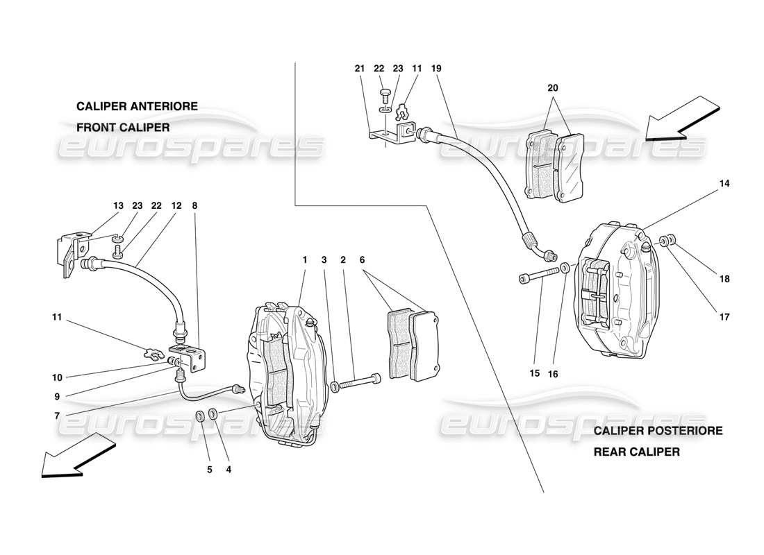 ferrari f50 bremssättel vorne und hinten teilediagramm