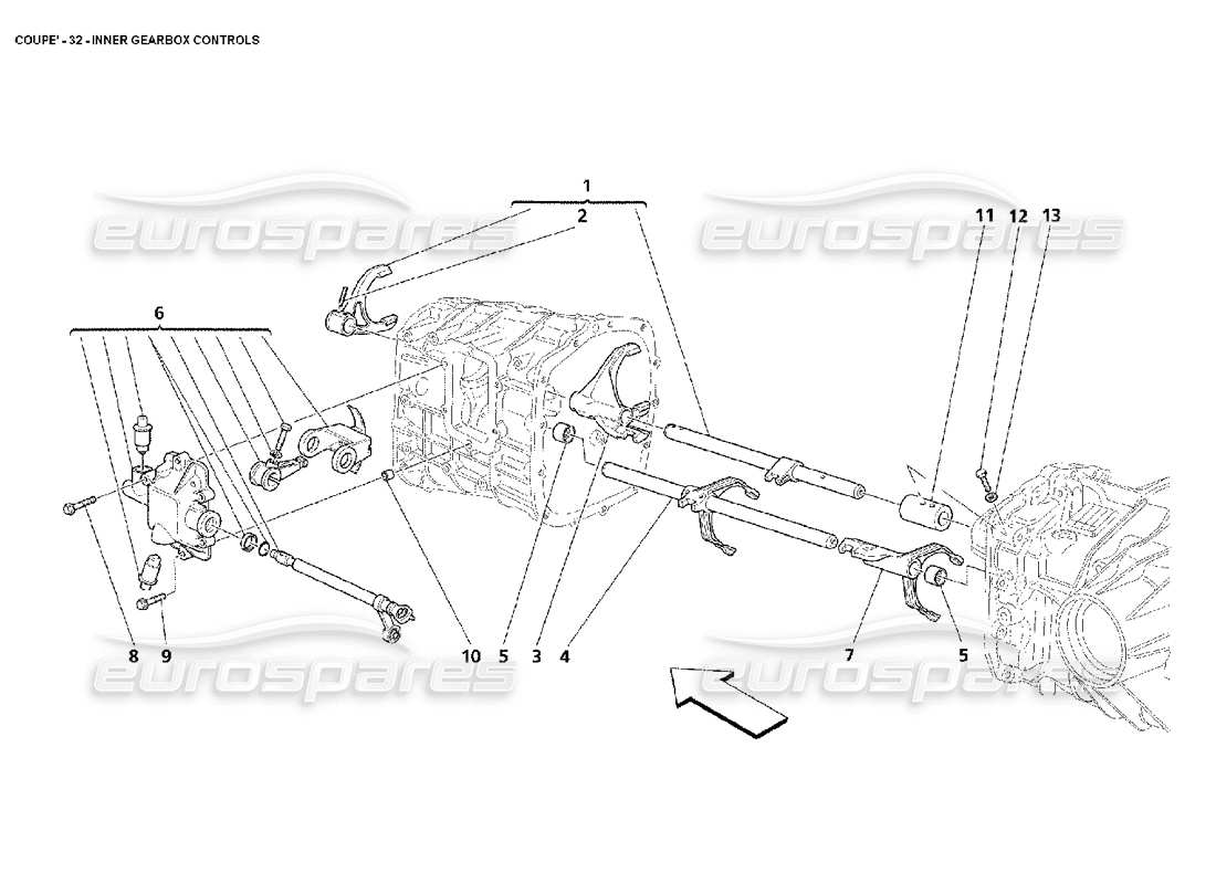 maserati 4200 coupe (2002) innere getriebesteuerung teilediagramm