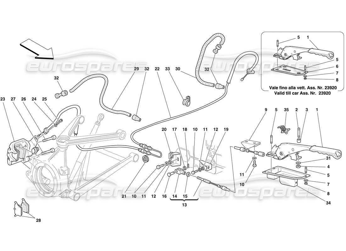 ferrari f50 handbremssteuerung und bremssattel teilediagramm