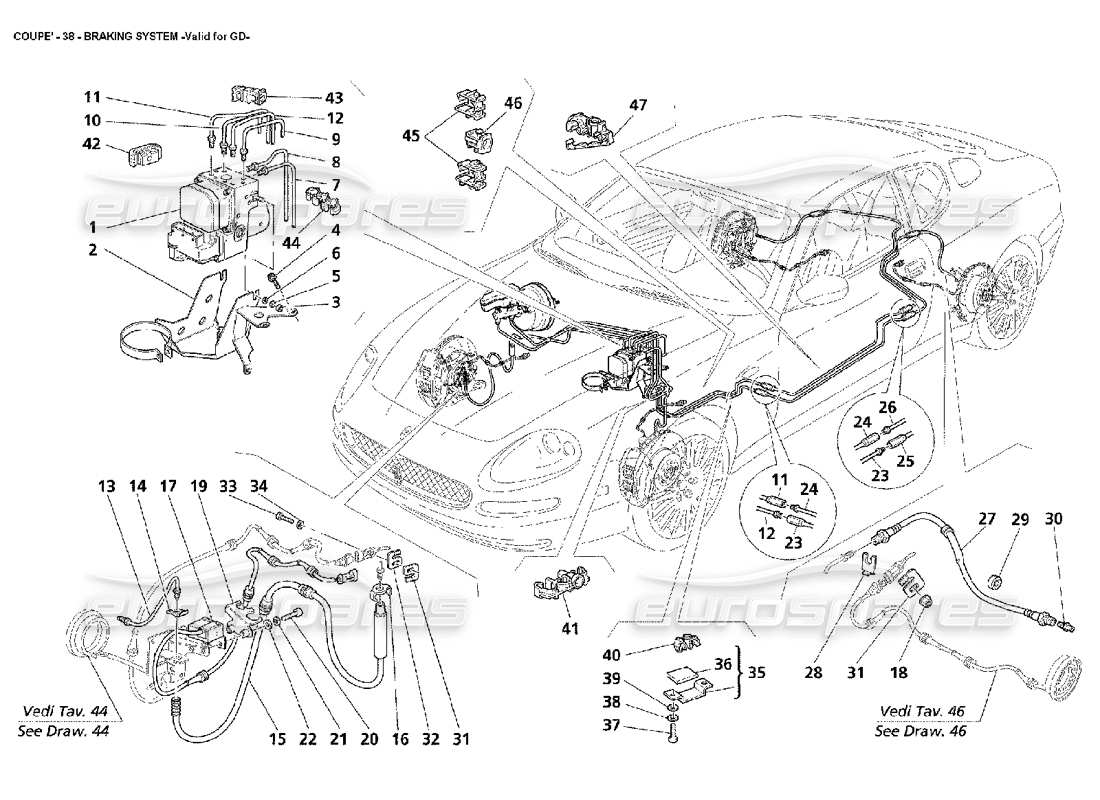 maserati 4200 coupe (2002) bremssystem - gültig für gd-teilediagramm