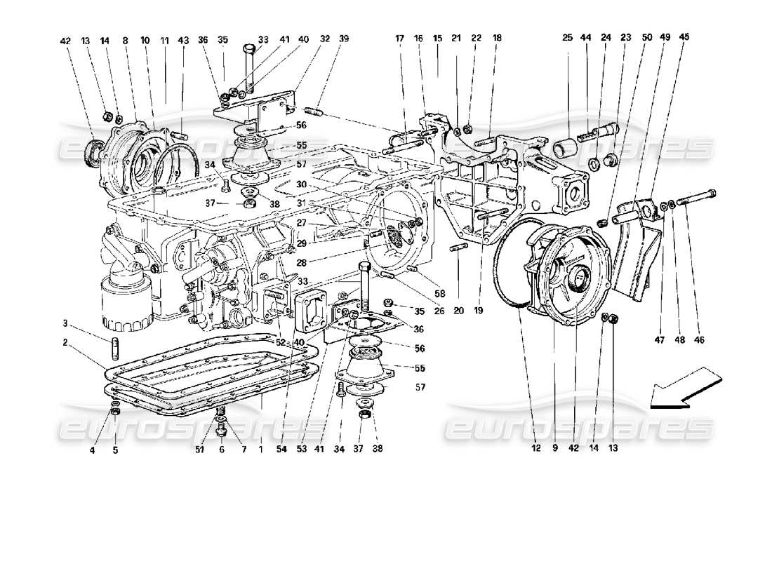 ferrari 512 m getriebe – montage und abdeckungen teilediagramm