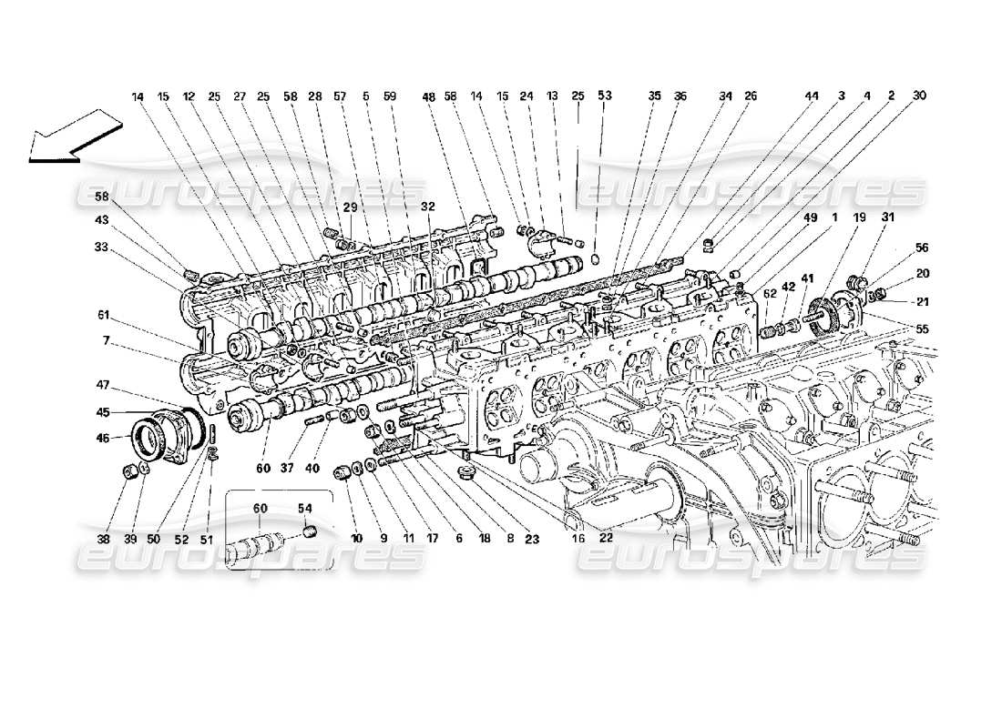 ferrari 512 m rechter zylinderkopf teilediagramm