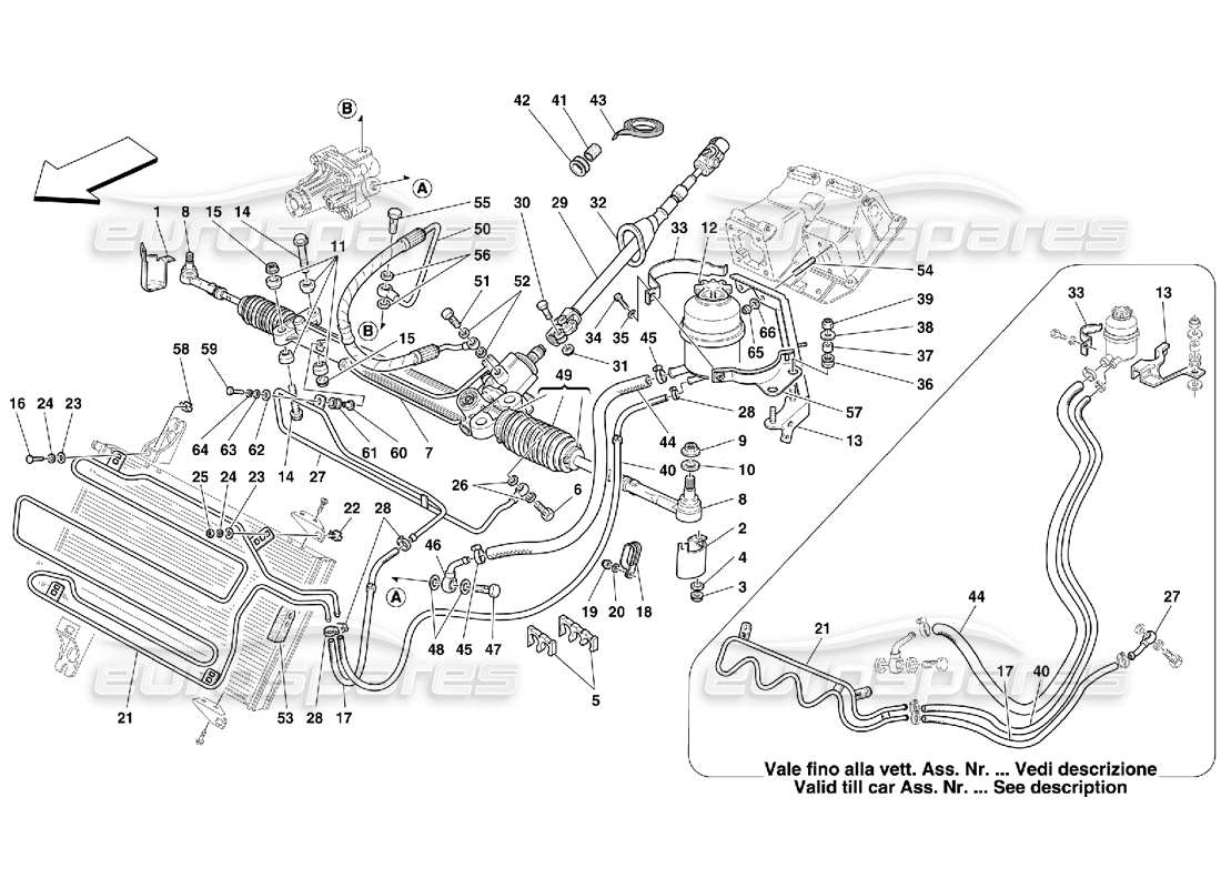 ferrari 550 maranello teilediagramm für hydraulisches lenkgetriebe und serpentine