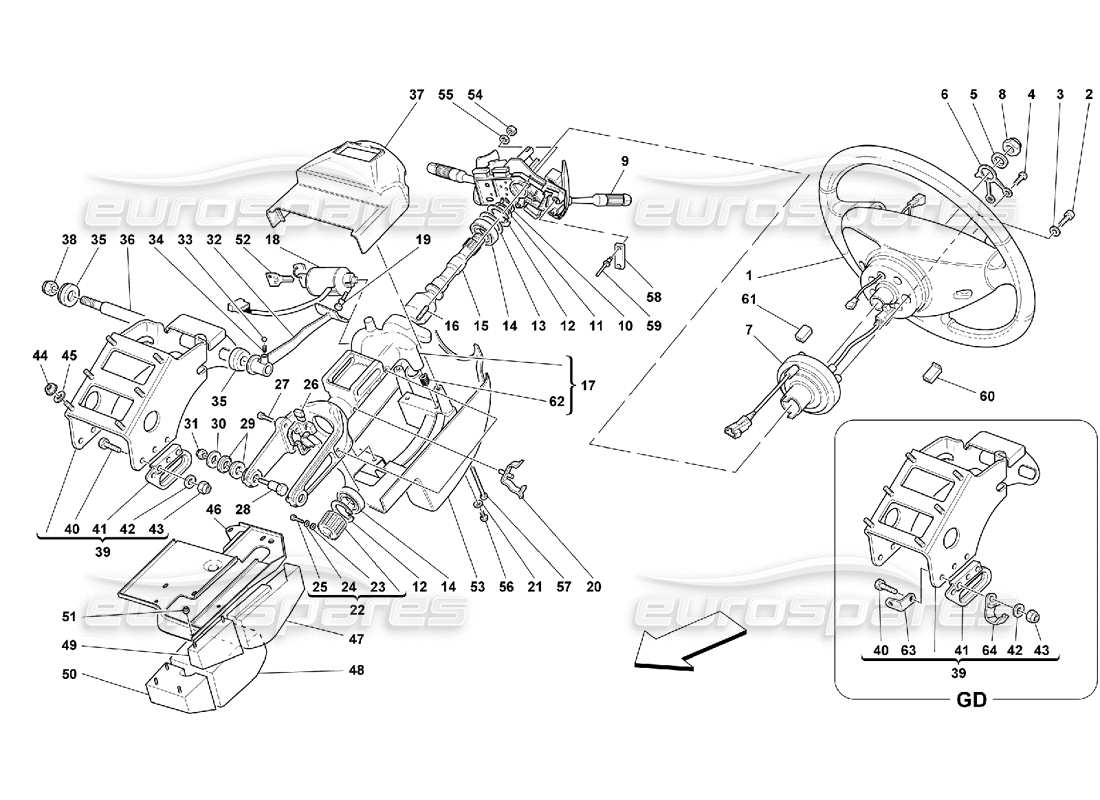 ferrari 550 maranello lenksäule ersatzteildiagramm