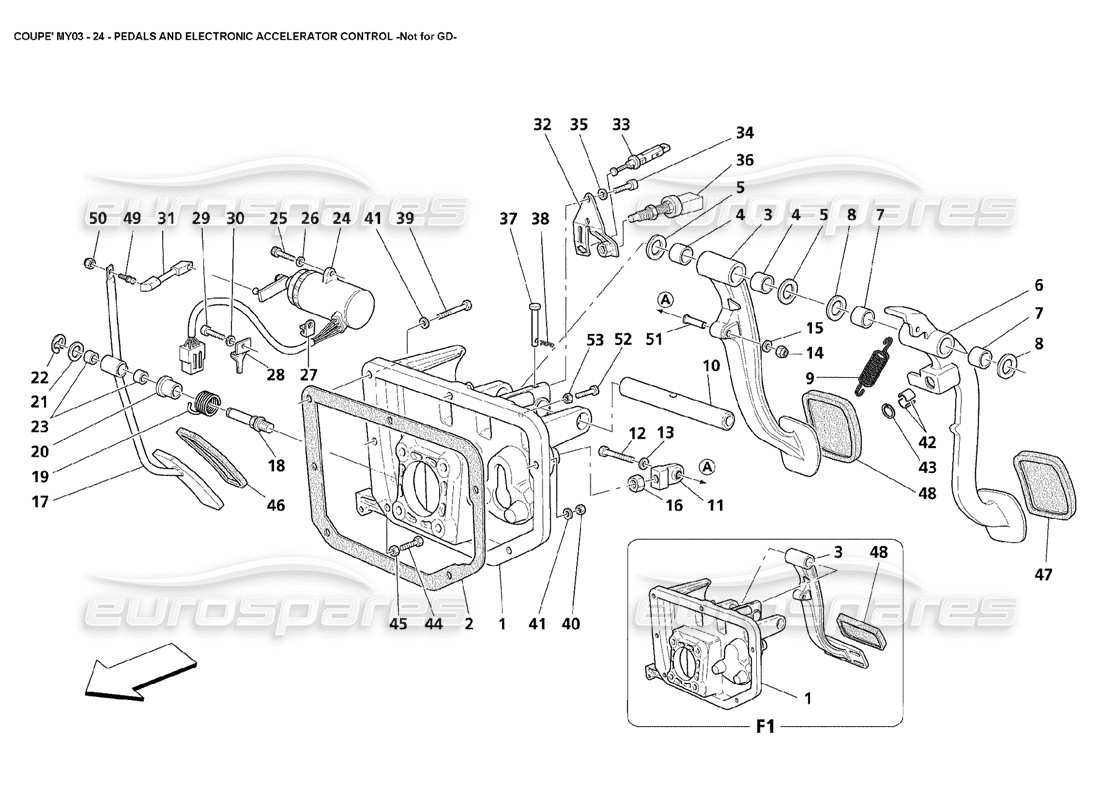 maserati 4200 coupe (2003) pedale und elektronische beschleunigungssteuerung - nicht für gd-teilediagramm