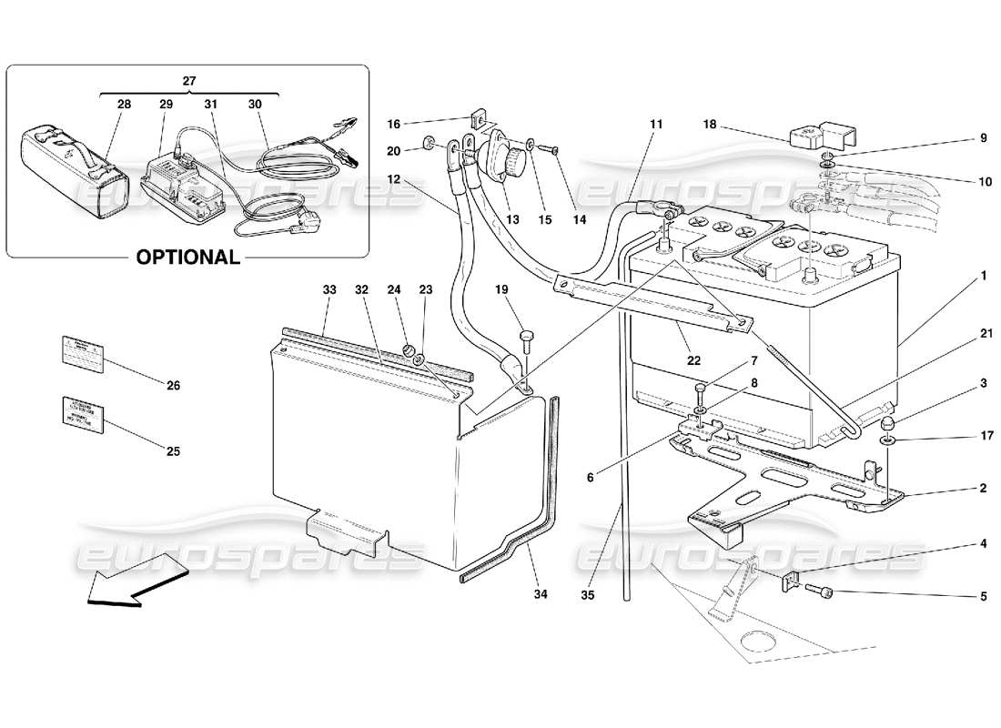 ferrari 550 maranello batterie teilediagramm