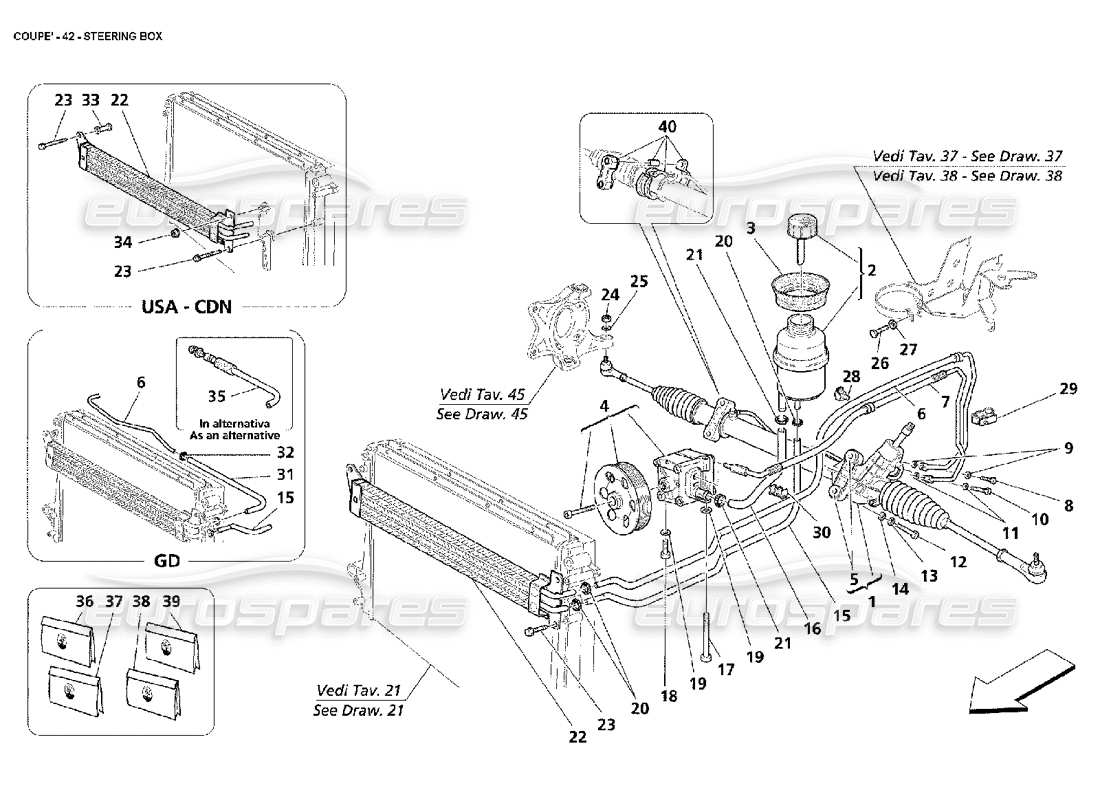 maserati 4200 coupe (2002) lenkgetriebe-teilediagramm