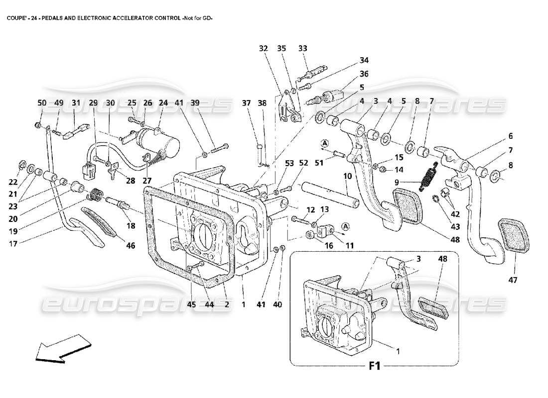 maserati 4200 coupe (2002) pedale und elektronische beschleunigungssteuerung - nicht für gd-teilediagramm