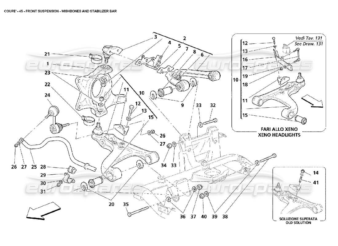 maserati 4200 coupe (2002) vorderradaufhängung – querlenker und stabilisator teilediagramm