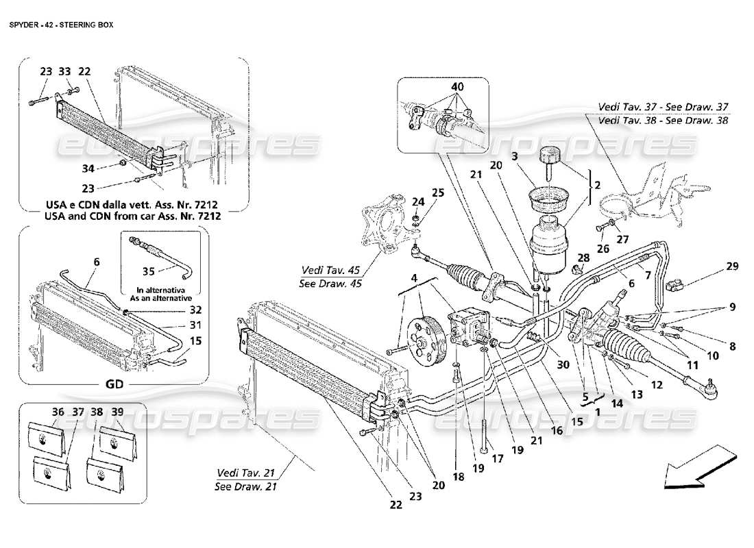 maserati 4200 spyder (2002) lenkgetriebe teilediagramm