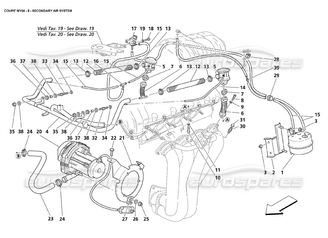maserati 4200 coupe (2004) sekundärluftsystem teilediagramm