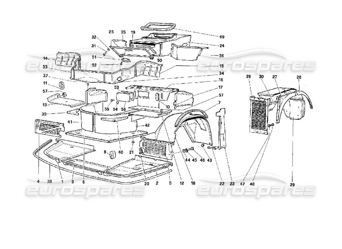 ferrari 512 m körper – interne komponenten teilediagramm