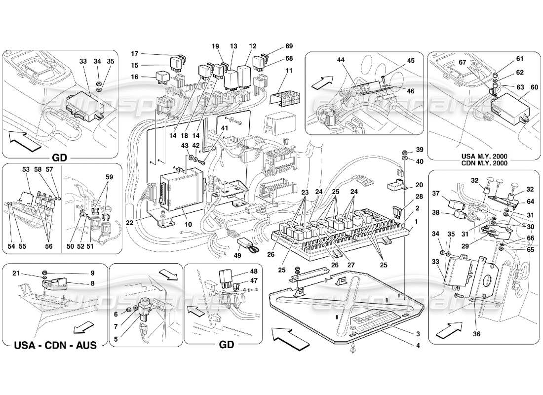 ferrari 456 m gt/m gta teilediagramm für elektrische platinen