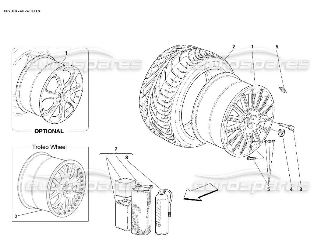 maserati 4200 spyder (2002) räder teilediagramm