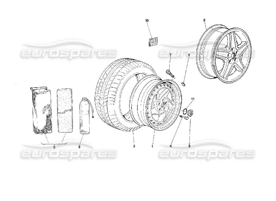 ferrari 512 m räder ersatzteildiagramm