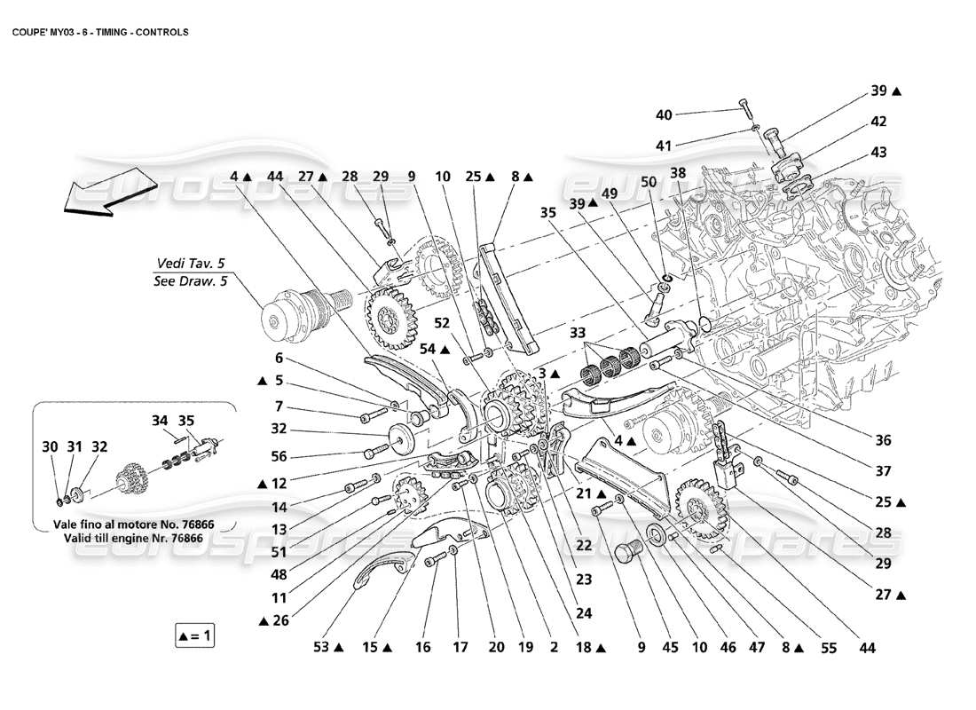 maserati 4200 coupe (2003) timing - steuerungen teilediagramm