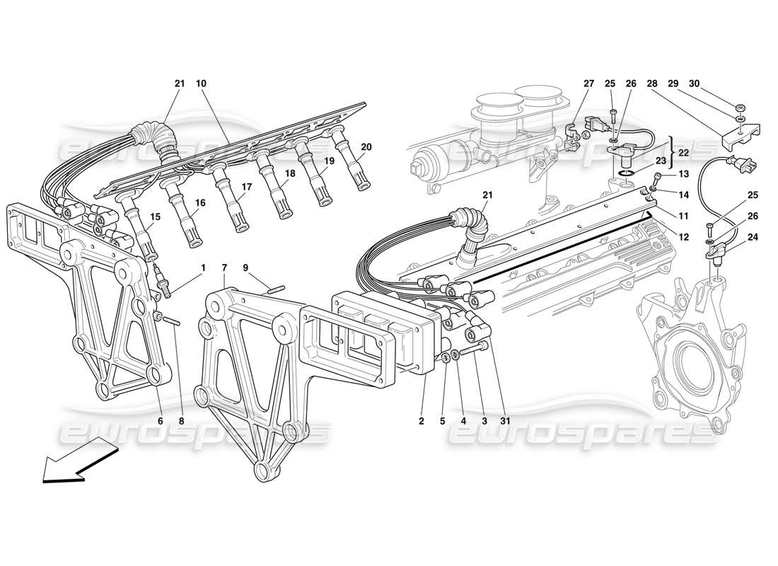 ferrari f50 zündanlage teilediagramm