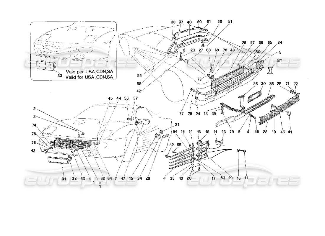 ferrari 512 m externe endbearbeitung teilediagramm