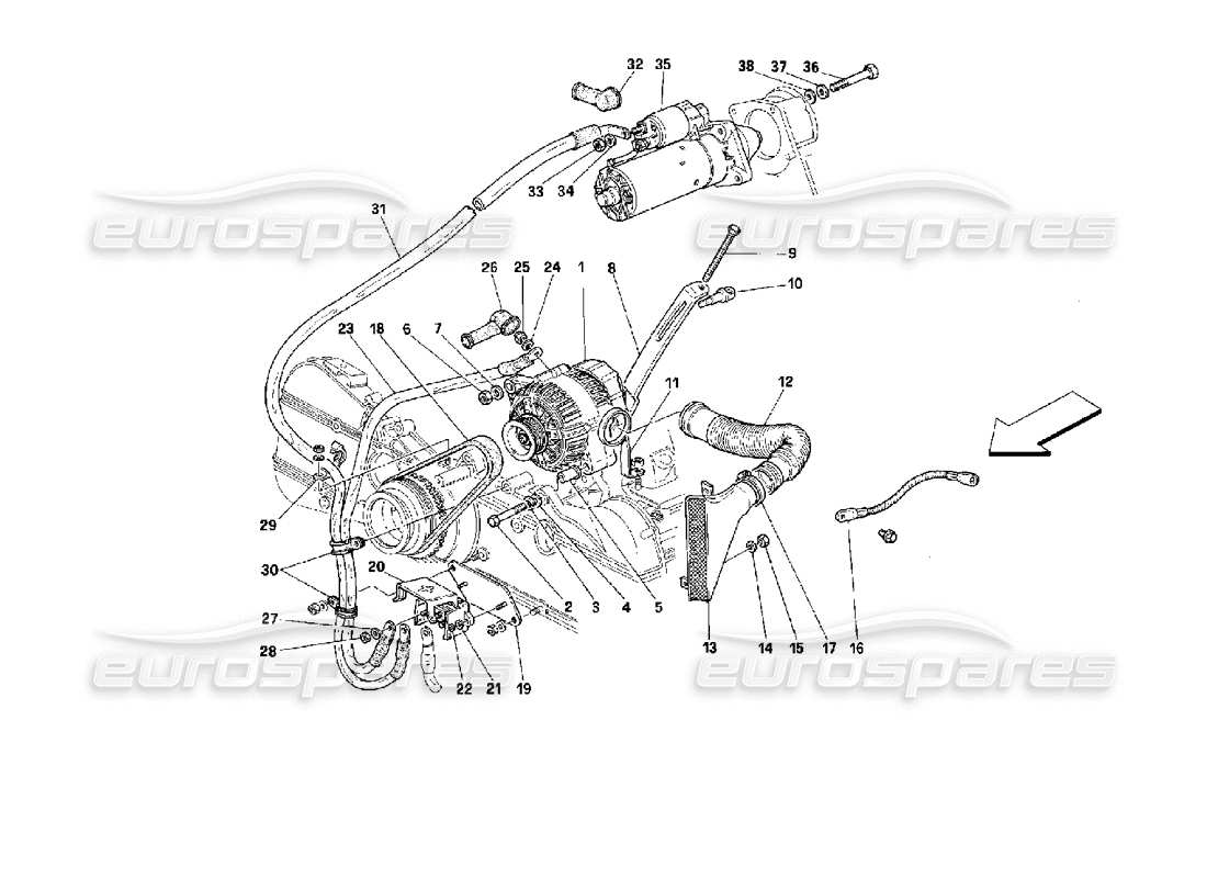 ferrari 512 m stromgenerator-teilediagramm