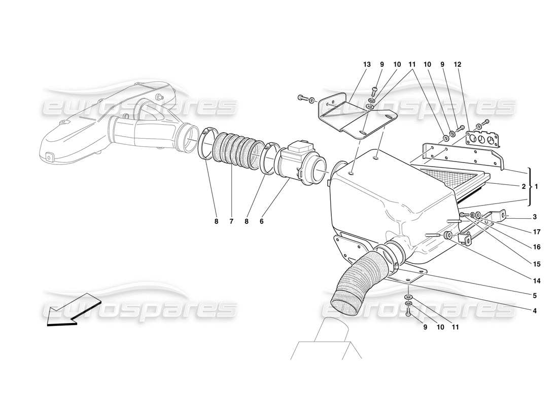 ferrari f50 lufteinlass teilediagramm