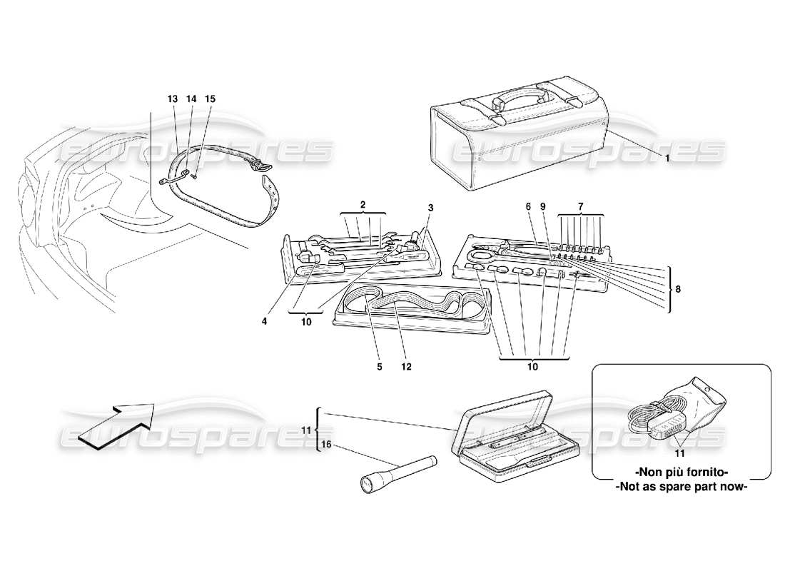 ferrari 456 m gt/m gta ausrüstung und befestigung teilediagramm