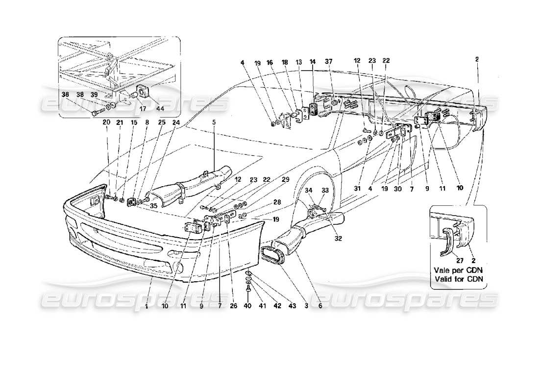 ferrari 512 m stoßstangen-teilediagramm