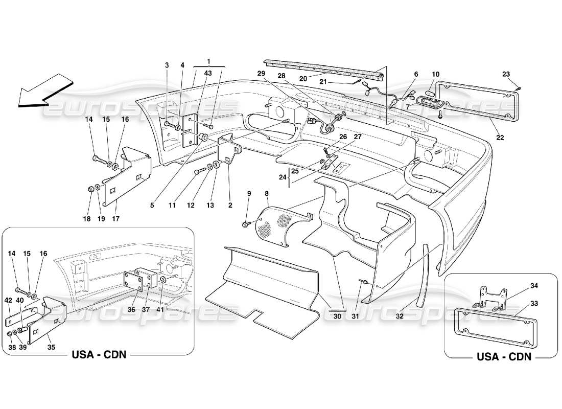 ferrari 550 maranello hintere stoßstange teilediagramm