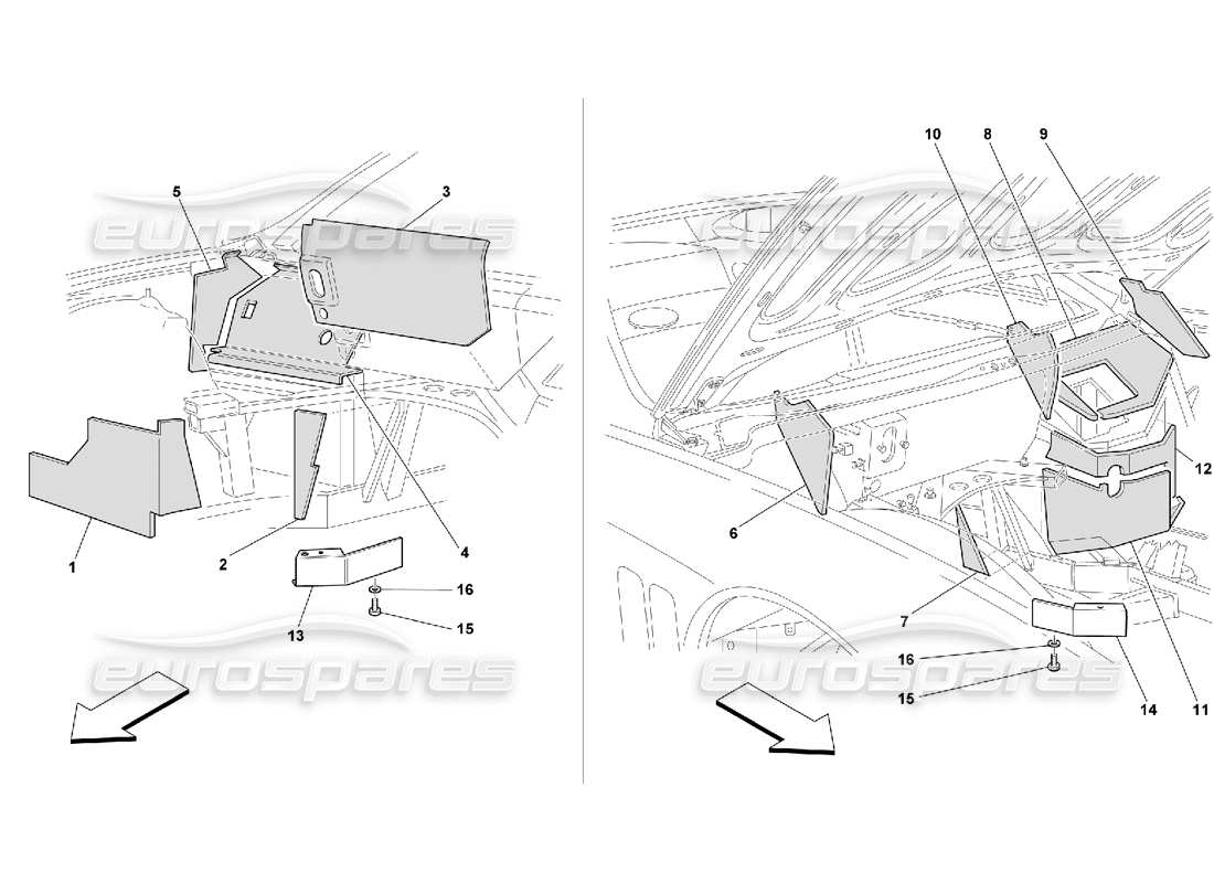 ferrari 550 maranello feuerfeste isolierungen für den motorraum – nicht für gd-teilediagramm
