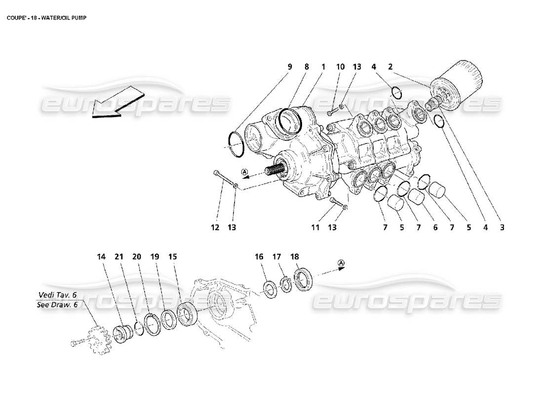 maserati 4200 coupe (2002) teilediagramm der wasser-ölpumpe