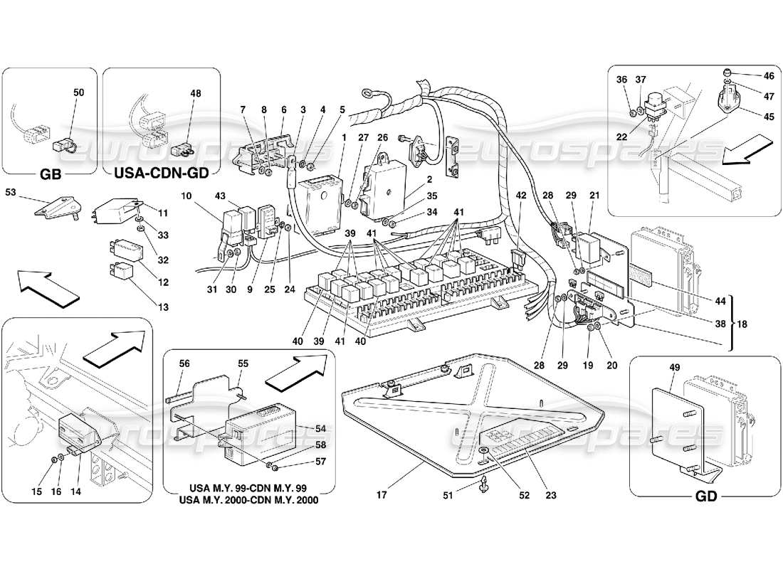 ferrari 550 maranello teilediagramm für elektrische platinen