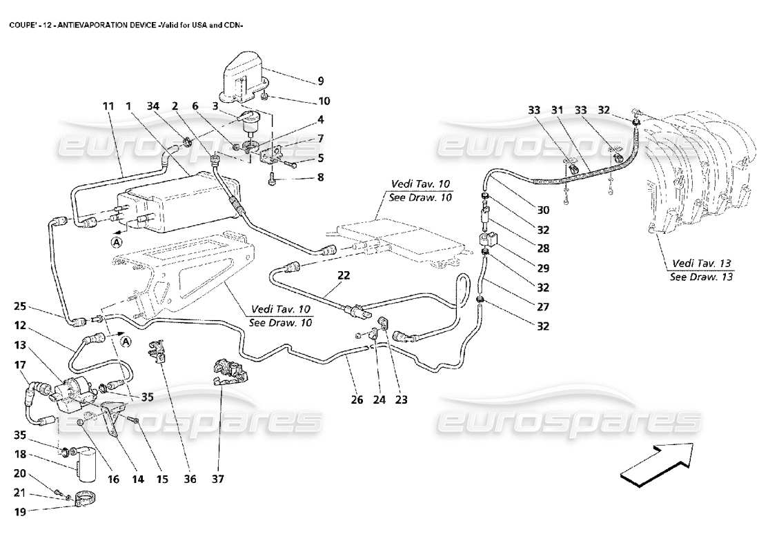 maserati 4200 coupe (2002) antiverdunstungsvorrichtung - gültig für usa und cdn teilediagramm