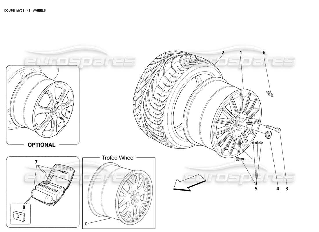 maserati 4200 coupe (2003) räder ersatzteildiagramm