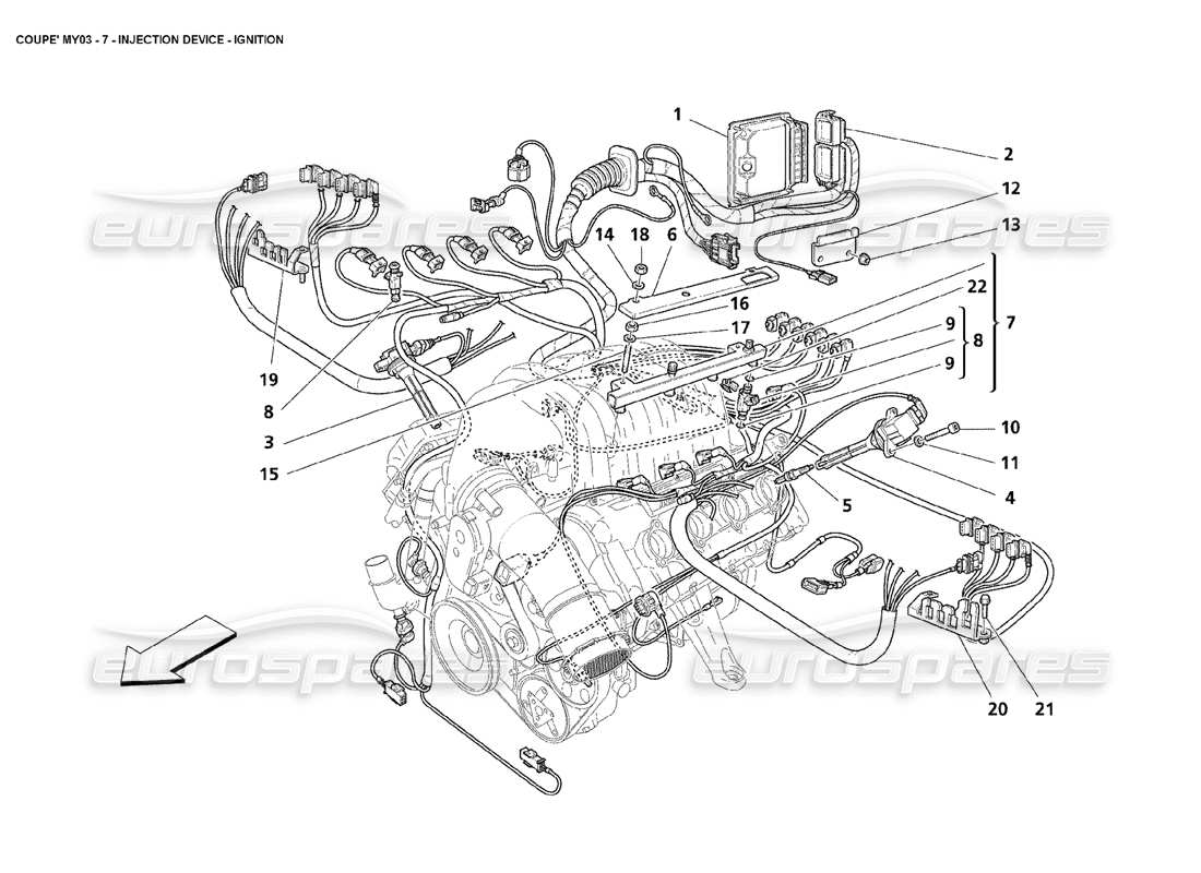 maserati 4200 coupe (2003) einspritzgerät - zündung teilediagramm