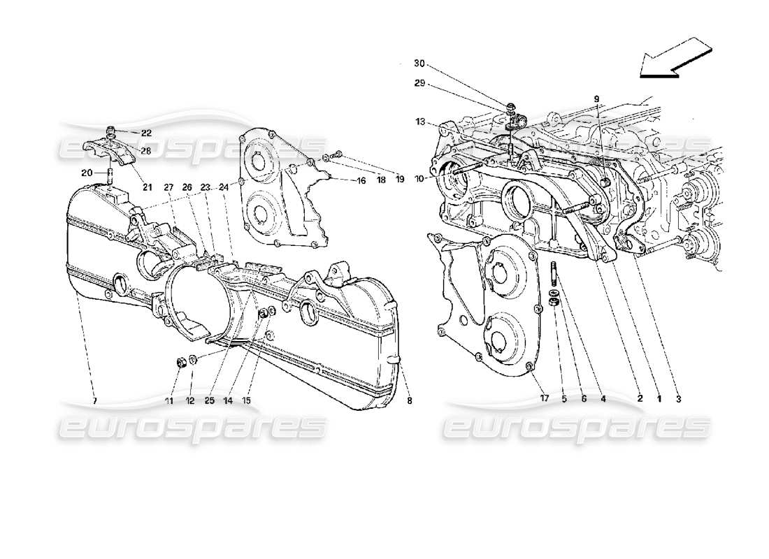 ferrari 512 m steuersystem - teilediagramm der abdeckungen