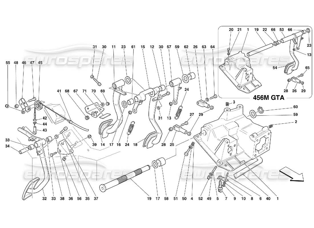 ferrari 456 m gt/m gta pedale und gaspedalsteuerung - gültig für gd-teilediagramm